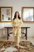 Amber – Pale Yellow Embroidered Cotton Two-Piece