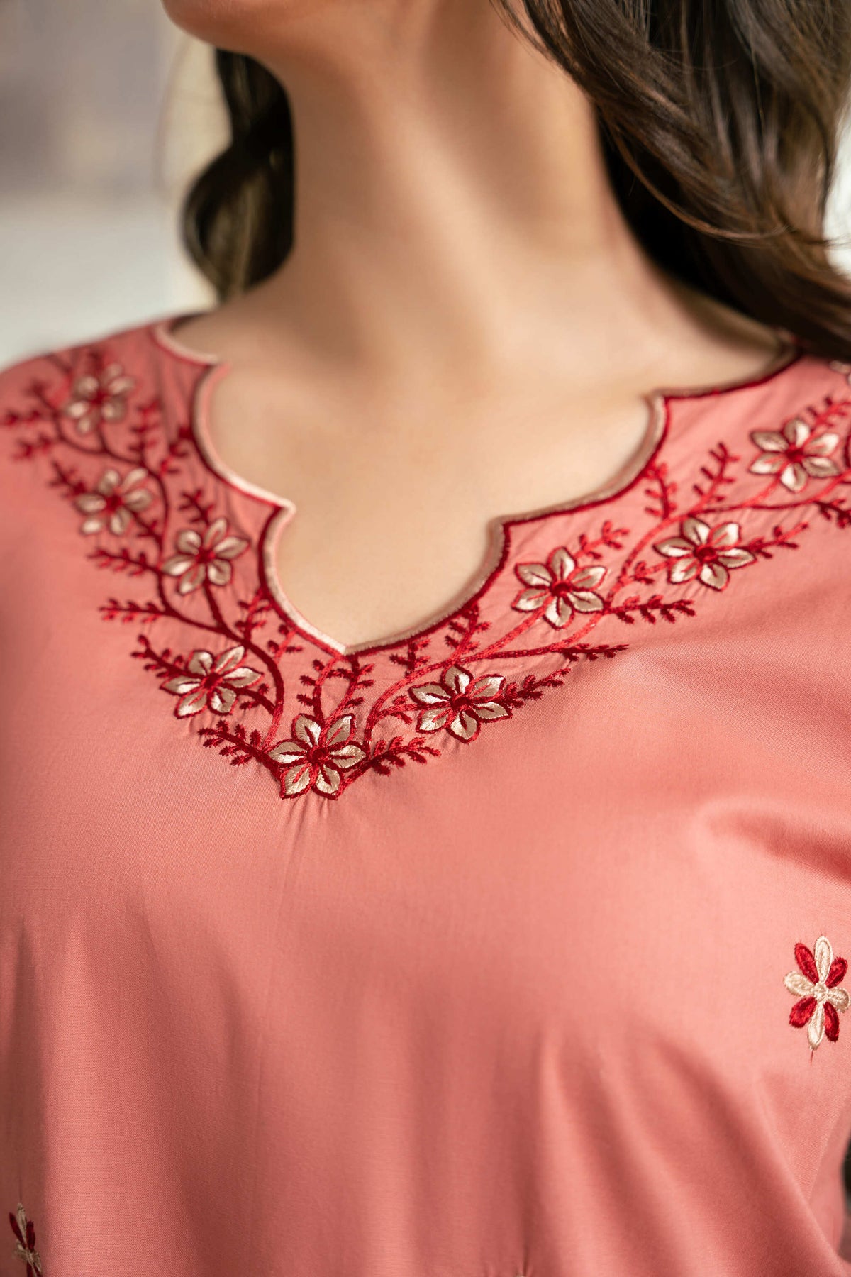 Meher – Dusty Rose Embroidered Cotton Two-Piece