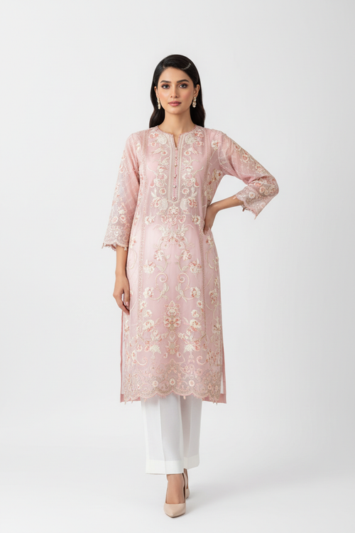 Blush Bloom Embroidered Lawn Kurta