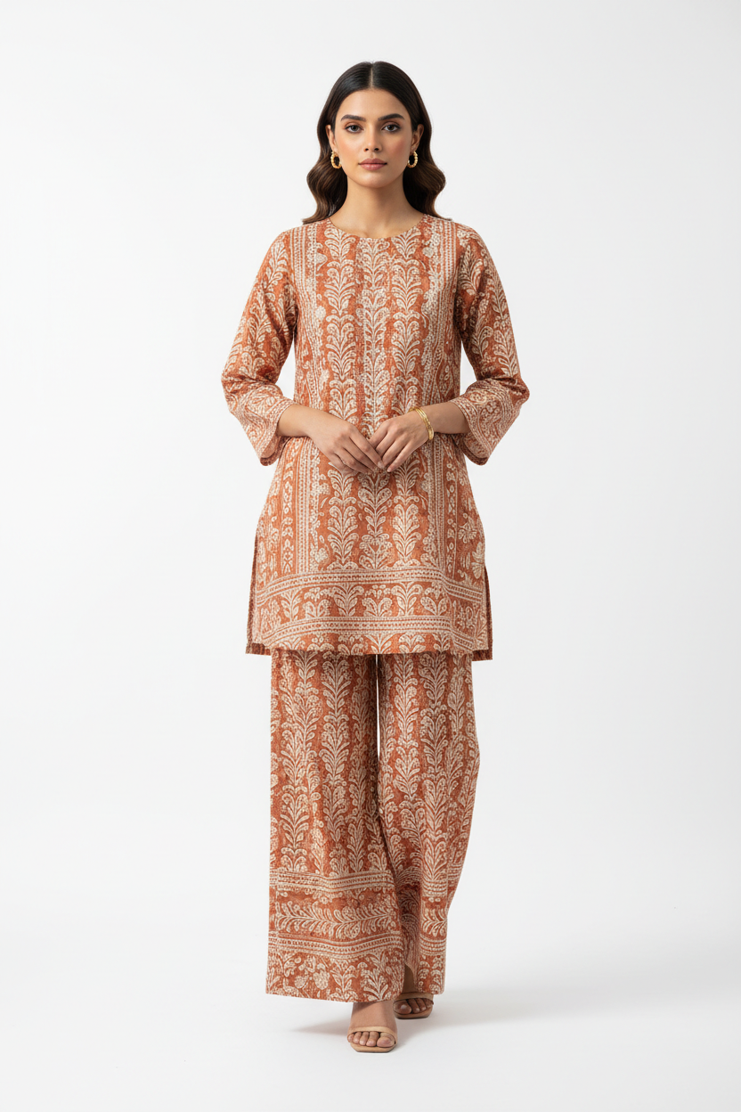 Terracotta Drift Cotton Silk Shirt