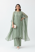 Sage Serenity Printed Chiffon Two-Piece